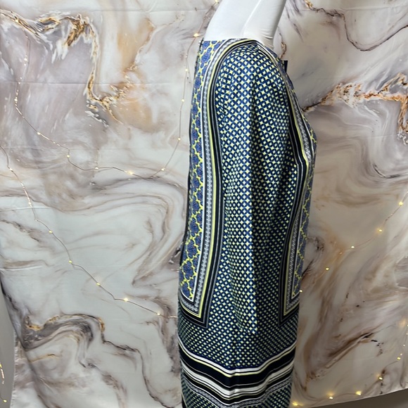 The Limited Retro Print Zippered 3/4 Sleeve Dress Navy and Multi Pattern SZ XS - Picture 4 of 15